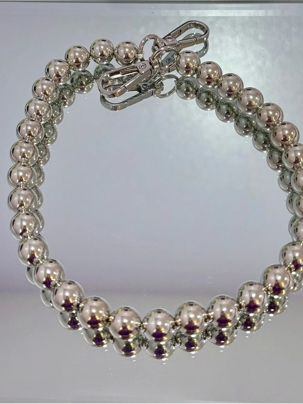 New Slim Silver Bead Bag Chain 18 inches
